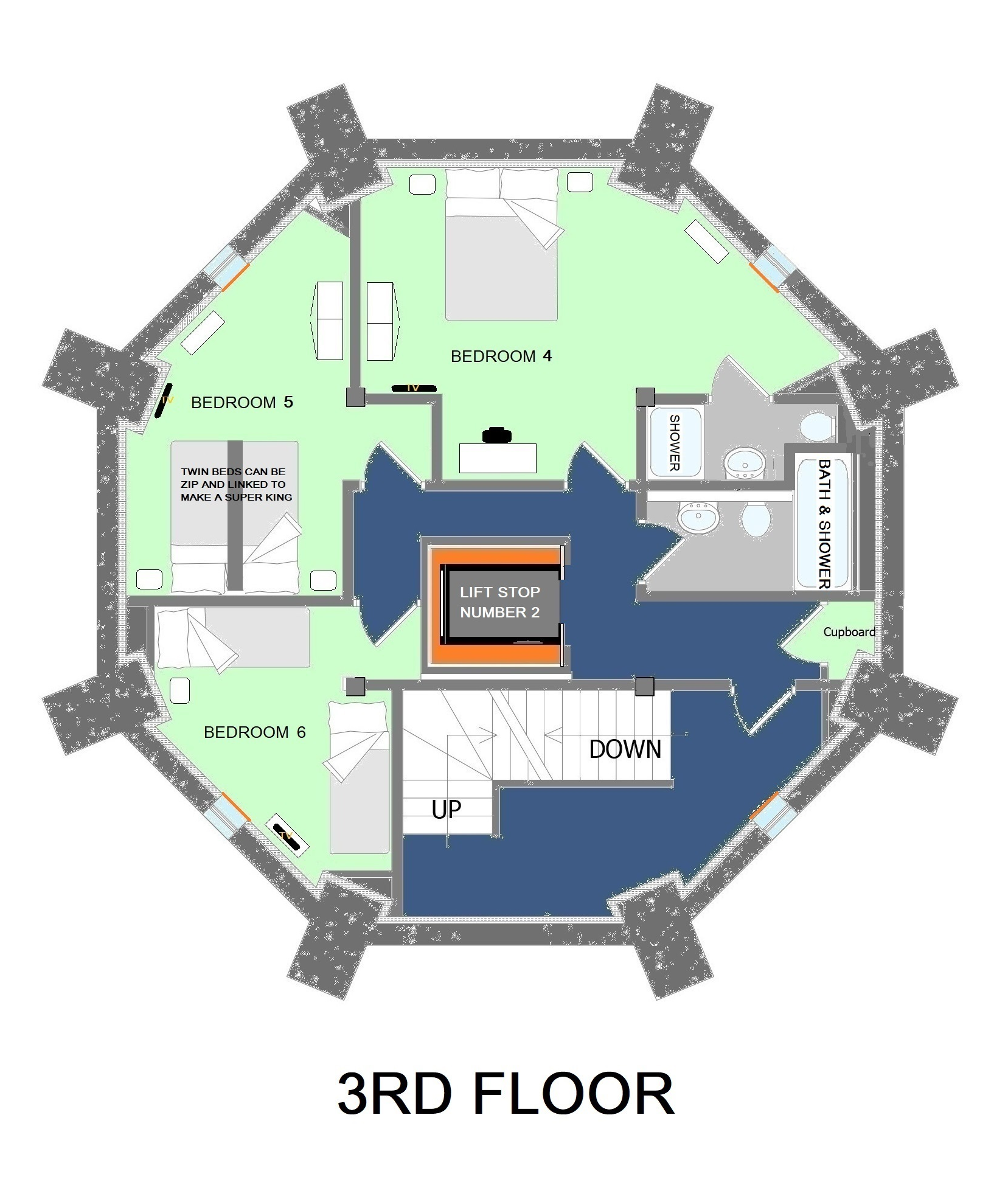 3rd Floor - Bedrooms 4-6